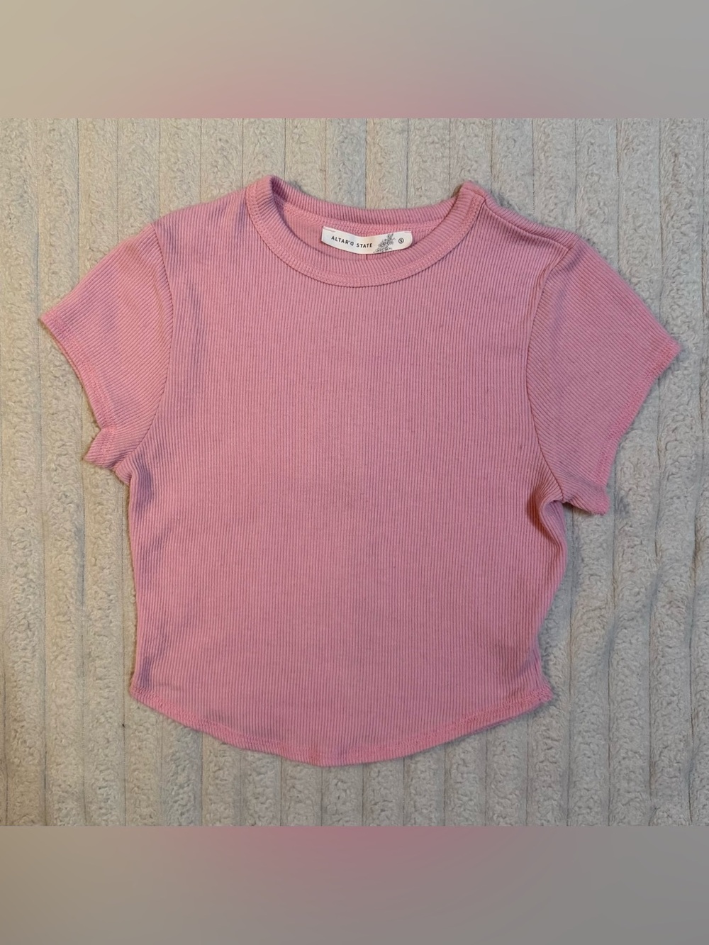 Altar’d State S Pink Ribbed Crop Top